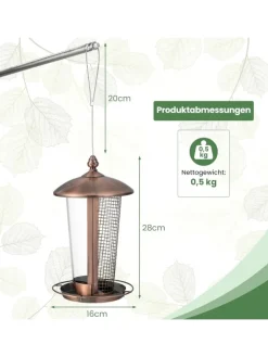 COSTWAY Vögel<Vogelfutterhaus 2in1 in Bronze