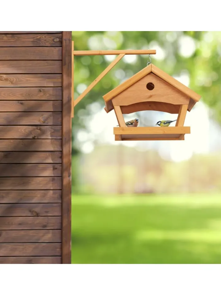 relaxdays Vögel<Vogelfutterhaus in Natur - (B)42,5 x (H)35 x (T)40,5 cm