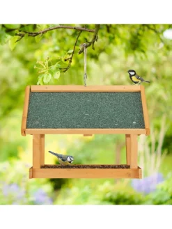 relaxdays Vögel<Vogelfutterhaus in Natur - (B)42,5 x (H)35 x (T)40,5 cm