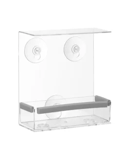 relaxdays Vögel<Vogelfutterhaus in Transparent - (B)15 x (H)16,5 x (T)7,5 cm