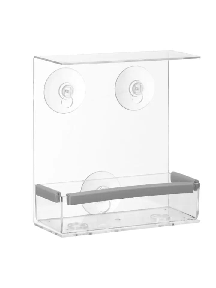 relaxdays Vögel<Vogelfutterhaus in Transparent - (B)15 x (H)16,5 x (T)7,5 cm