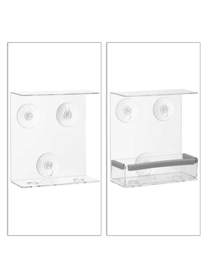 relaxdays Vögel<Vogelfutterhaus in Transparent - (B)15 x (H)16,5 x (T)7,5 cm
