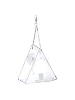 relaxdays Vögel<Vogelfutterhaus in Transparent - (B)12,5 x (H)13 x (T)7,5 cm