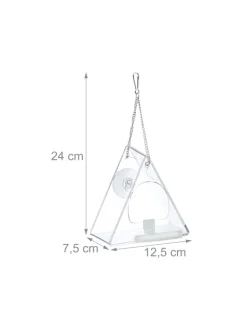 relaxdays Vögel<Vogelfutterhaus in Transparent - (B)12,5 x (H)13 x (T)7,5 cm