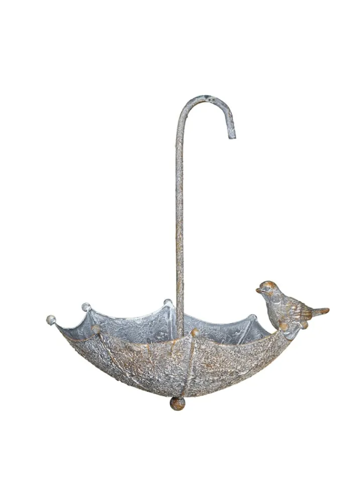 Ambiente Haus Gartendekoration<Vogelfutterstelle - Regenschirm - Metall in antikgrau - rost