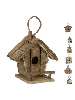 relaxdays Vögel<Vogelhaus in Natur - (B)20,5x (H)28,5 x (T)17,5 cm