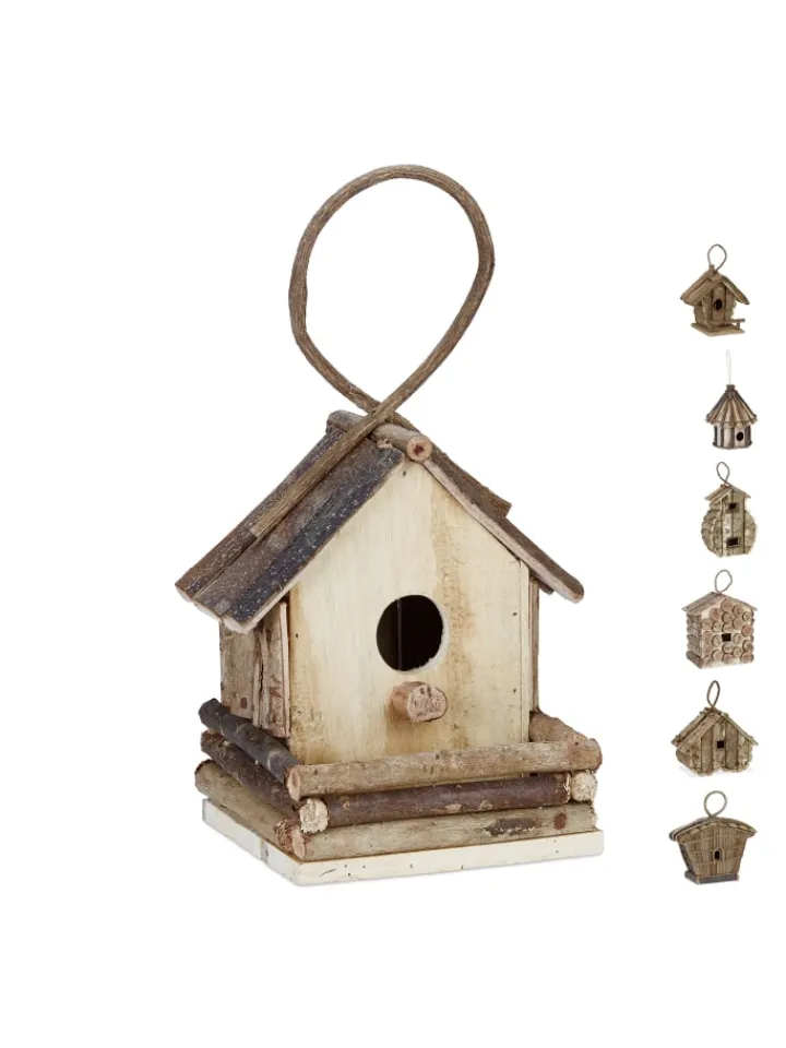 relaxdays Vögel<Vogelhaus in Natur - (B)18x (H)32 x (T)14,5 cm