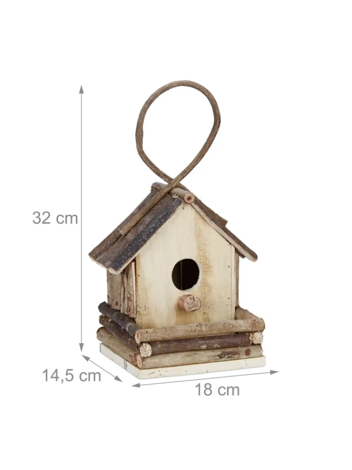 relaxdays Vögel<Vogelhaus in Natur - (B)18x (H)32 x (T)14,5 cm