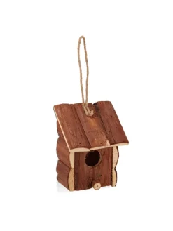 relaxdays Vögel<Vogelhaus in Natur - (B)12x (H)16,5 x (T)9,5 cm