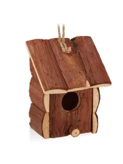 relaxdays Vögel<Vogelhaus in Natur - (B)12x (H)16,5 x (T)9,5 cm