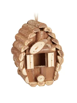 relaxdays Vögel<Vogelhaus in Natur - (B)11x (H)24,5 x (T)8 cm