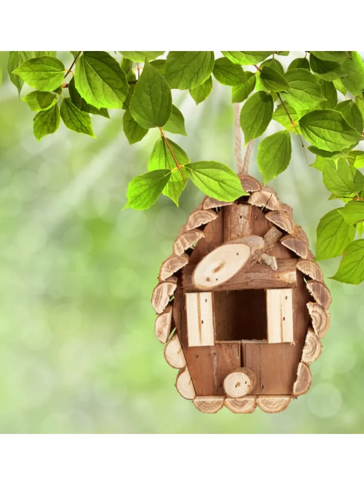 relaxdays Vögel<Vogelhaus in Natur - (B)11x (H)24,5 x (T)8 cm