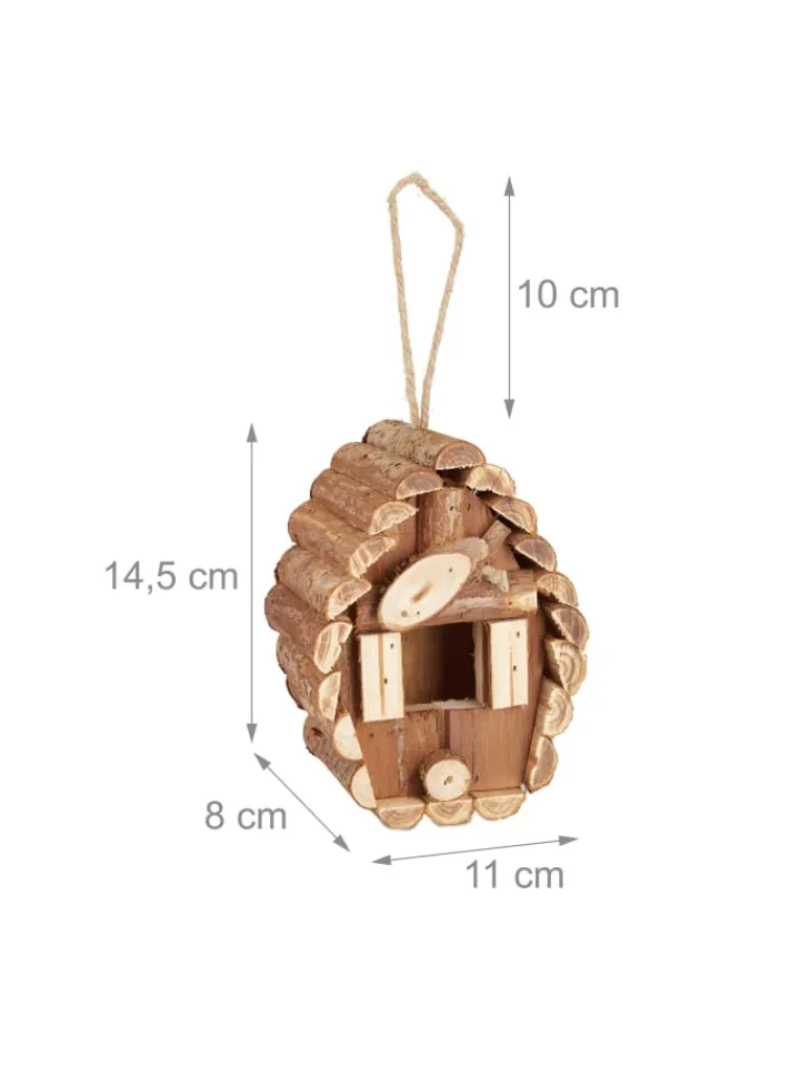 relaxdays Vögel<Vogelhaus in Natur - (B)11x (H)24,5 x (T)8 cm