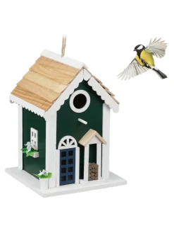 relaxdays Vögel<Vogelhaus "Landhaus" in Bunt