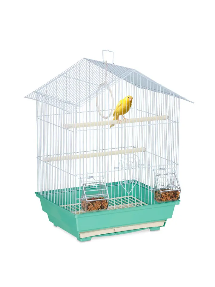 relaxdays Vögel<Vogelkäfig in Hellblau/Mintgrün - (B)39,5 x (H)49 x (T)32 cm