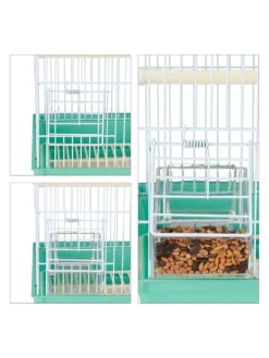relaxdays Vögel<Vogelkäfig in Hellblau/Mintgrün - (B)39,5 x (H)49 x (T)32 cm