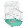 relaxdays Vögel<Vogelkäfig in Hellblau/Mintgrün - (B)42,5 x (H)50 x (T)33 cm