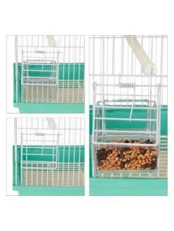relaxdays Vögel<Vogelkäfig in Hellblau/Mintgrün - (B)42,5 x (H)50 x (T)33 cm