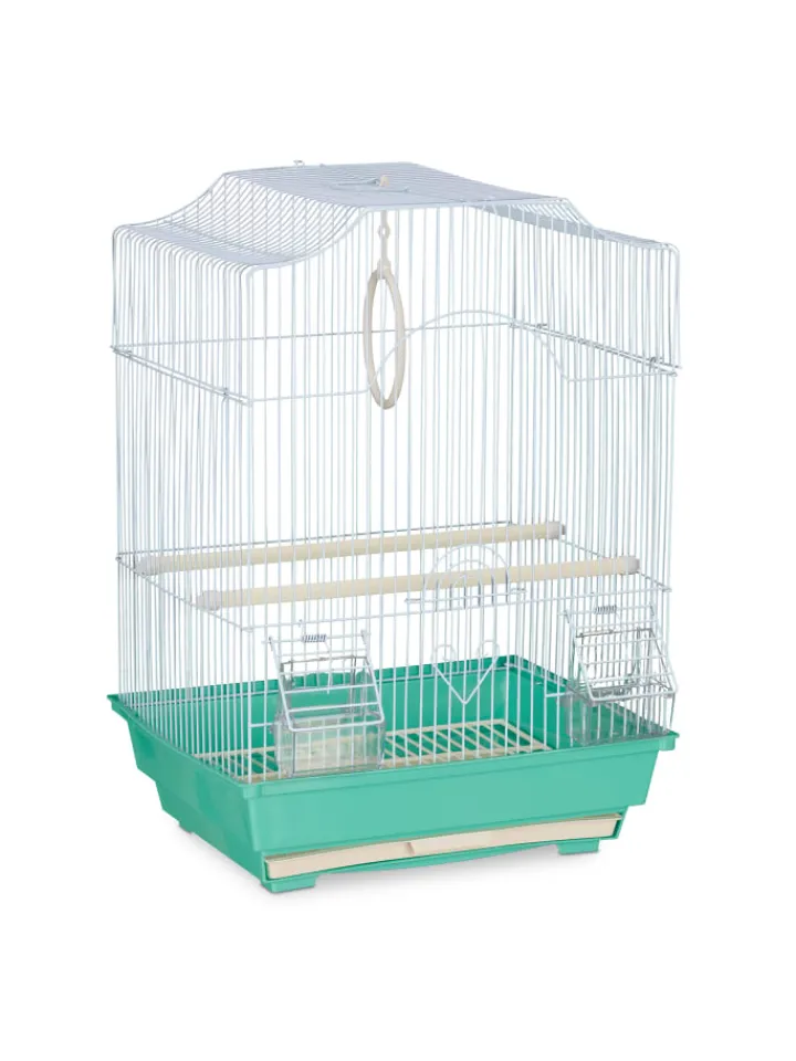 relaxdays Vögel<Vogelkäfig in Hellblau/Mintgrün - (B)35 x (H)49,5 x (T)32 cm