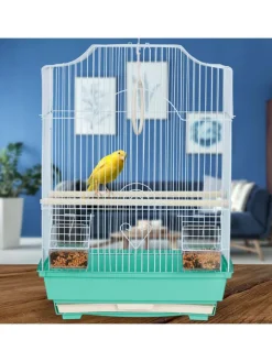 relaxdays Vögel<Vogelkäfig in Hellblau/Mintgrün - (B)35 x (H)49,5 x (T)32 cm