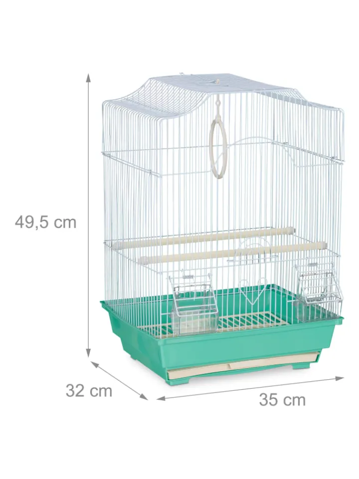 relaxdays Vögel<Vogelkäfig in Hellblau/Mintgrün - (B)35 x (H)49,5 x (T)32 cm