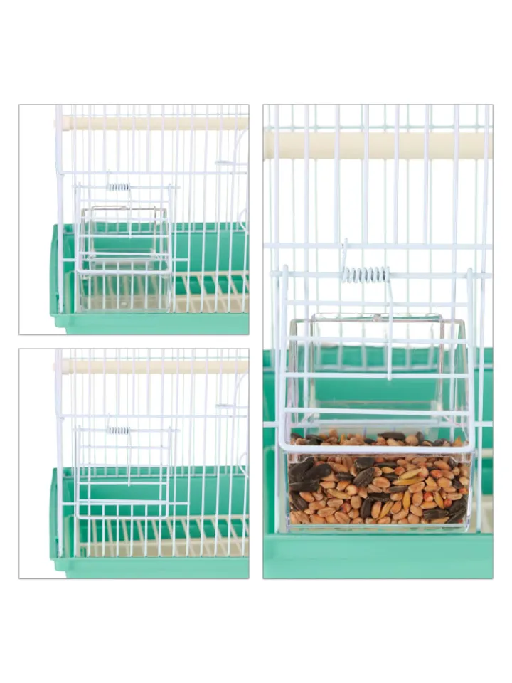 relaxdays Vögel<Vogelkäfig in Hellblau/Mintgrün - (B)35 x (H)49,5 x (T)32 cm