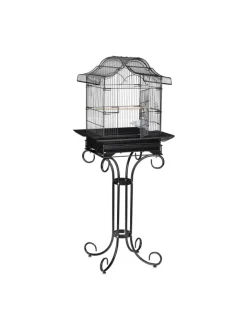 relaxdays Vögel<Vogelkäfig in Schwarz - (B)55 x (H)146,5 x (T)50 cm