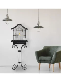 relaxdays Vögel<Vogelkäfig in Schwarz - (B)55 x (H)146,5 x (T)50 cm