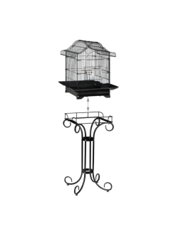 relaxdays Vögel<Vogelkäfig in Schwarz - (B)55 x (H)146,5 x (T)50 cm