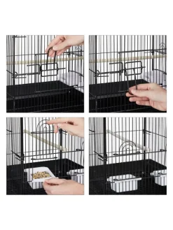 relaxdays Vögel<Vogelkäfig in Schwarz - (B)55 x (H)146,5 x (T)50 cm