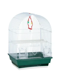 relaxdays Vögel<Vogelkäfig in Weiß/Grün - (B)34,5 x (H)49,5 x (T)28 cm