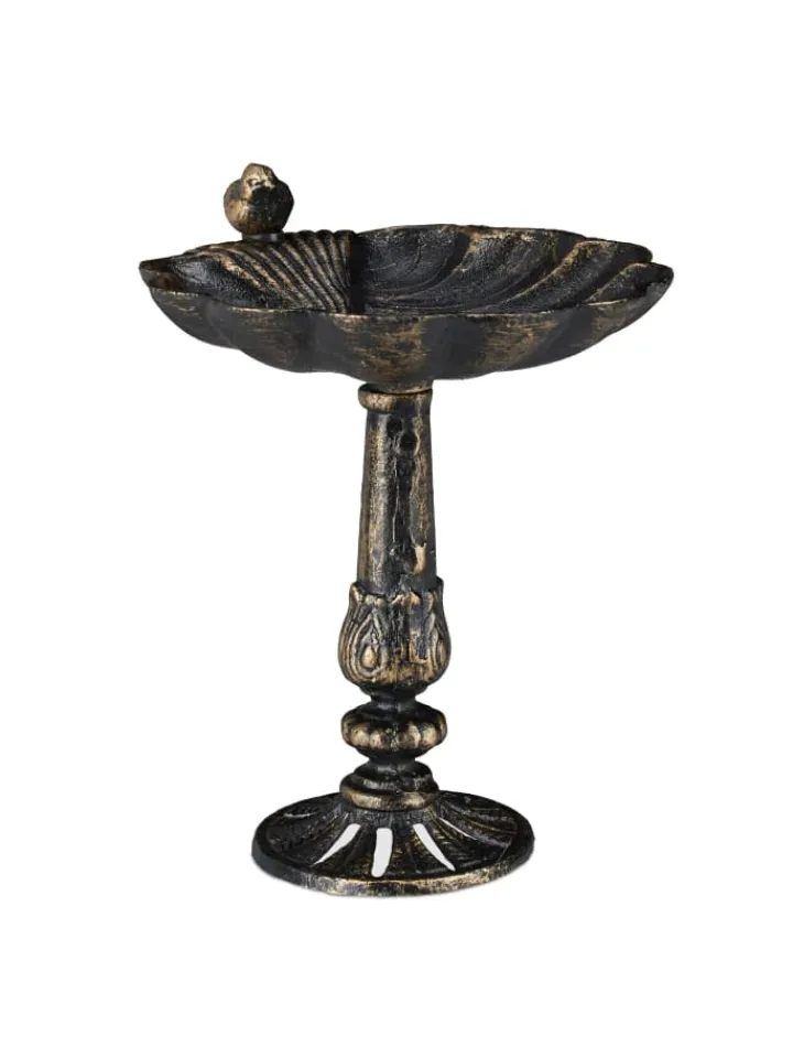 relaxdays Vögel<Vogeltränke Antik in Bronze