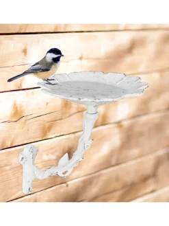 relaxdays Vögel<Vogeltränke Blütein Weiß