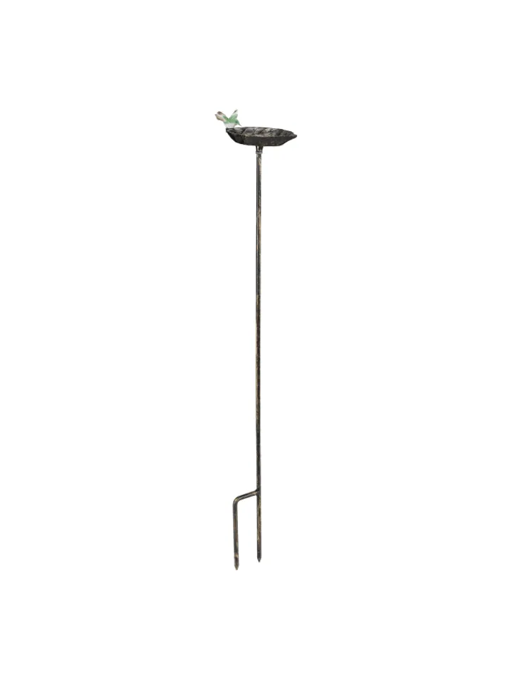 relaxdays Vögel<Vogeltränke Erdspieß in Bronze