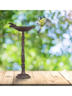 relaxdays Vögel<Vogeltränke Gartendeko in Braun