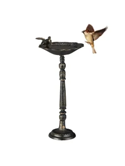 relaxdays Vögel<Vogeltränke in Bronze