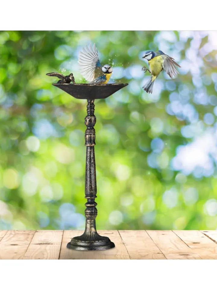 relaxdays Vögel<Vogeltränke in Bronze