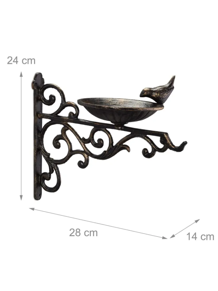 relaxdays Vögel<Vogeltränke in Bronze - (B)28x (H)24 x (T)14 cm