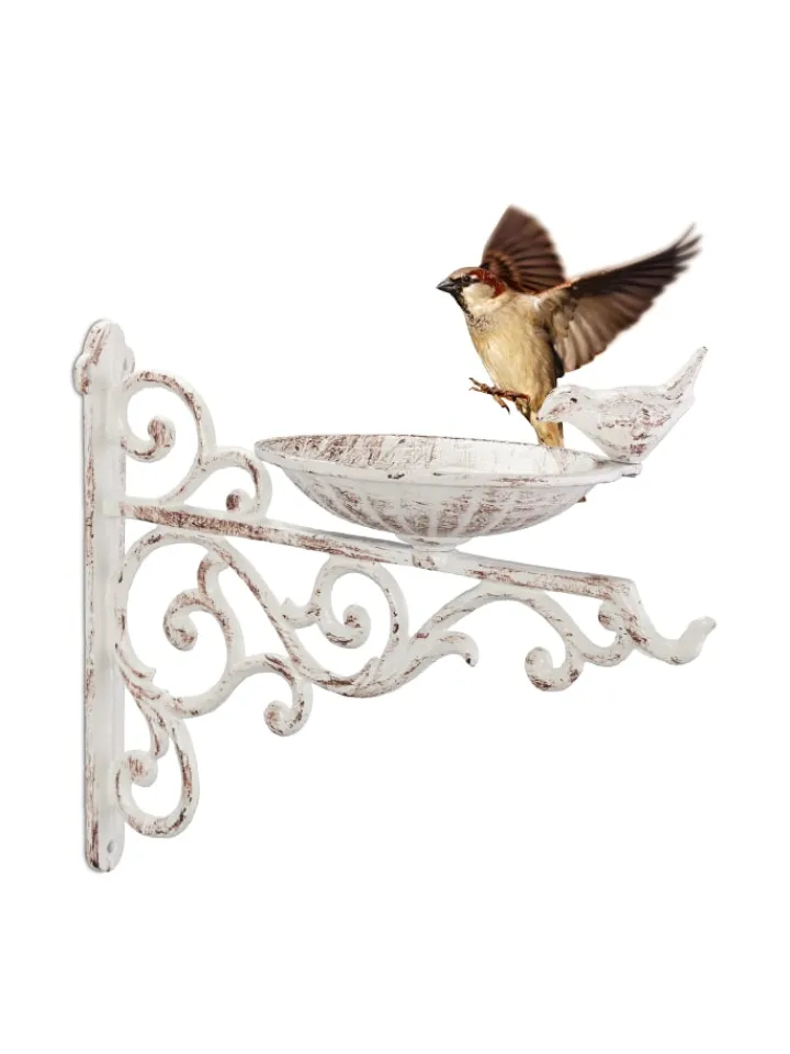 relaxdays Vögel<Vogeltränke in Weiß - (B)28x (H)24 x (T)14 cm