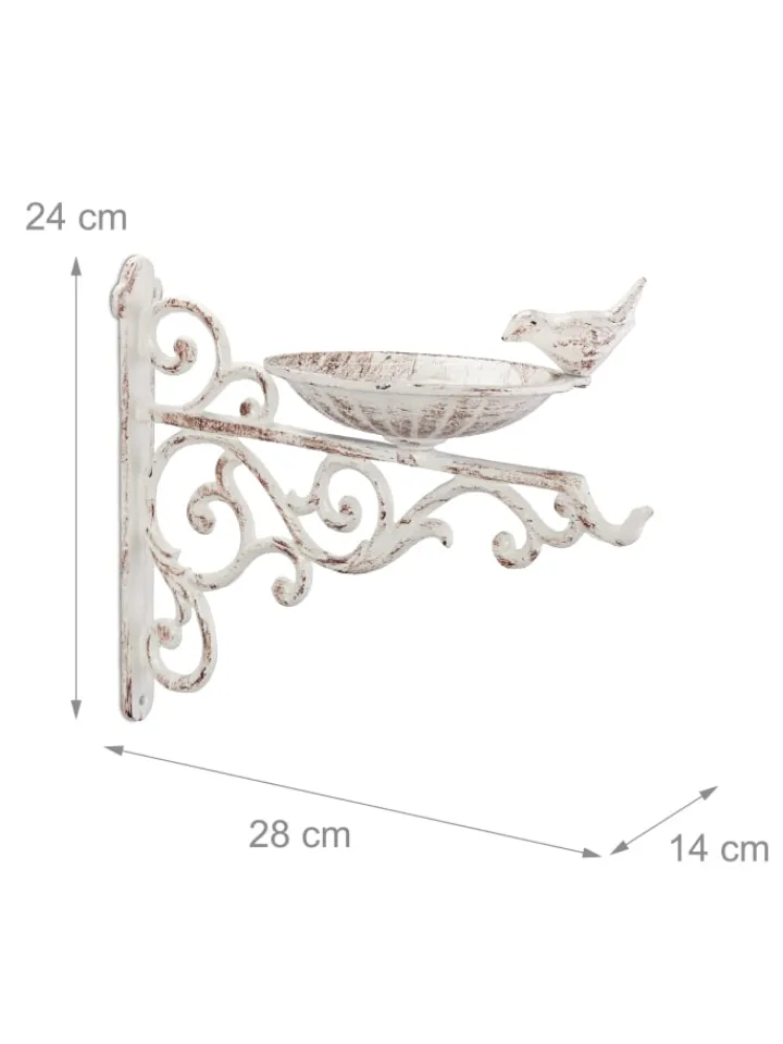 relaxdays Vögel<Vogeltränke in Weiß - (B)28x (H)24 x (T)14 cm