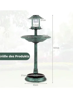 COSTWAY Vögel<Vogeltränke mit Solarleuchte in Grün