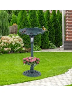 COSTWAY Vögel<Vogeltränke mit Solarleuchte in Grün