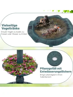 COSTWAY Vögel<Vogeltränke mit Solarleuchte in Grün