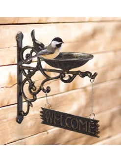 relaxdays Vögel<Vogeltränke Welcome in Bronze