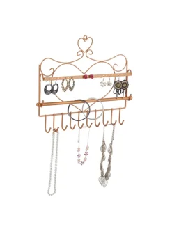 relaxdays Schmuckkästen<Wand Schmuckhalter in Bronze - (B)36,5x (H)30 x (T)3,5 cm