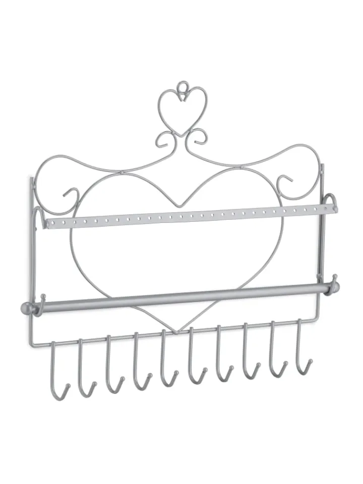 relaxdays Schmuckkästen<Wand Schmuckhalter in Silber - (B)36,5x (H)30 x (T)3,5 cm