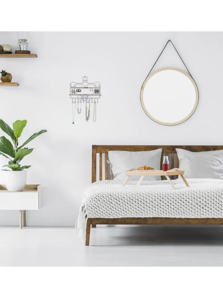 relaxdays Schmuckkästen<Wand Schmuckhalter in Silber - (B)36,5x (H)30 x (T)3,5 cm