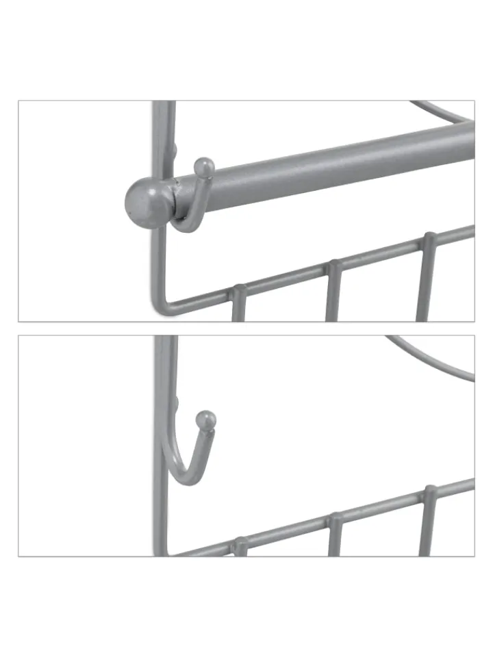relaxdays Schmuckkästen<Wand Schmuckhalter in Silber - (B)36,5x (H)30 x (T)3,5 cm