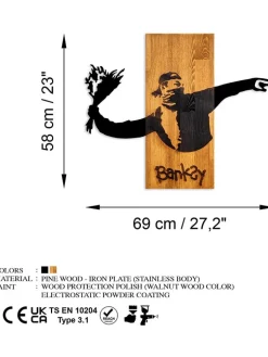 ABERTO DESIGN Wanddekoration<Wanddekor "Banksy - Flower Thrower" - (B)69 x (H)58 cm