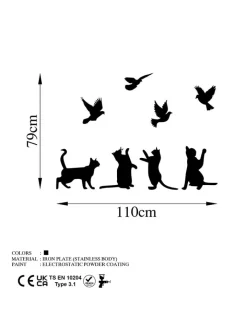 ABERTO DESIGN Wanddekoration<Wanddekor "Birds Playing With Cats" - (B)110 x (H)79 cm